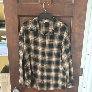 Plaid Black and Tan Men's Shirt